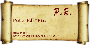 Petz Ráfis névjegykártya